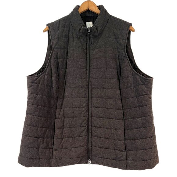 J.Jill Charcoal Grey Puffer Vest Size 3X Outdoors Pockets Plus Size Preppy - Picture 1 of 7